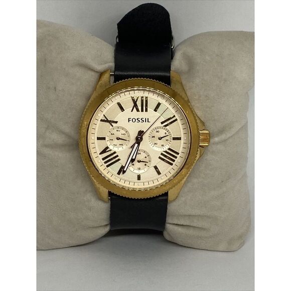 Fossil Cecile AM4511 Women's Black Leather Analog Dial Quartz Wrist Watch VK563 - Picture 1 of 11